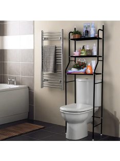 Fürdőszobai polc wc fölé, többszintes, fekete