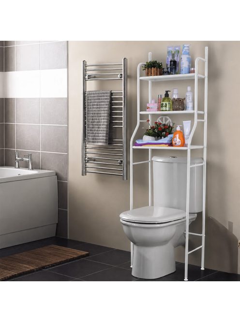 Fürdőszobai polc wc fölé, többszintes, fehér