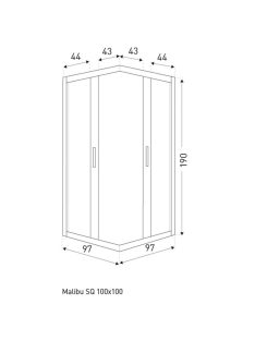   Malibu SQ 100x100 szögletes zuhanykabin zuhanytálca nélkül