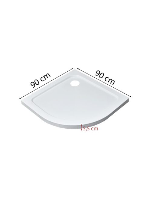 Modena Slim íves alacsony akril zuhanytálca 90x90 cm