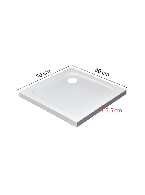 Modena Slim szögletes alacsony akril zuhanytálca 80x80 cm