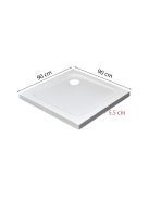 Modena Slim szögletes alacsony akril zuhanytálca 90x90 cm