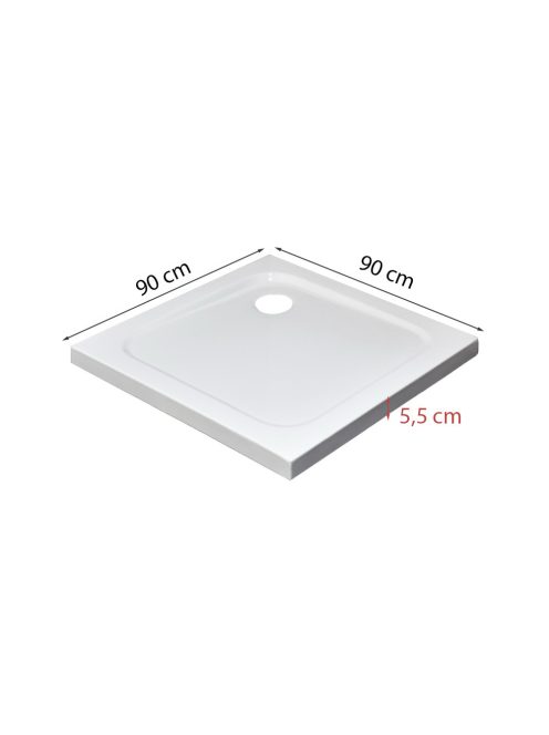 Modena Slim szögletes alacsony akril zuhanytálca 90x90 cm