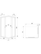Olga SQ Element 80x90 fekete szögletes zuhanykabin tálca nélkül