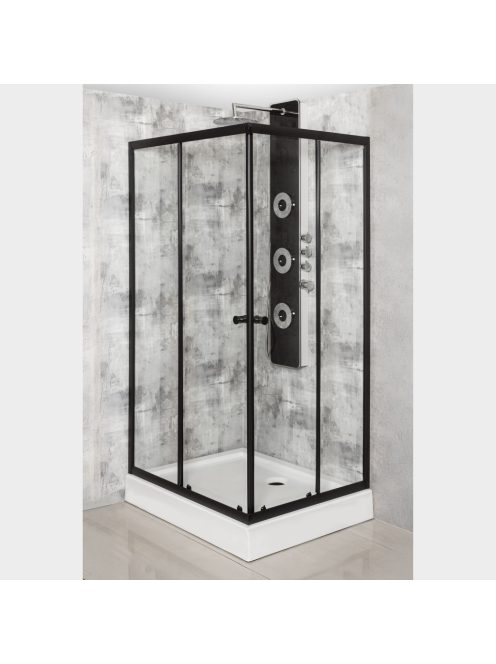 Olga SQ Element 80x90 fekete szögletes zuhanykabin tálca nélkül