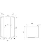 OLGA SQ 80x70 szögletes zuhanykabin zuhanytálca nélkül