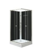 Polo Black II 80x80 cm szögletes fekete hátfalas zuhanykabin   zuhanytálcával