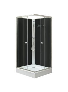  Polo Black II 80x80 cm szögletes fekete hátfalas zuhanykabin   zuhanytálcával