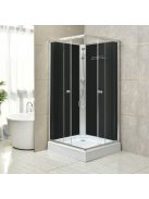 Polo Black II 80x80 cm szögletes fekete hátfalas zuhanykabin   zuhanytálcával