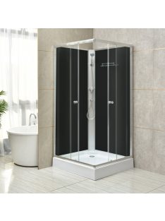   Polo Black II 80x80 cm szögletes fekete hátfalas zuhanykabin   zuhanytálcával
