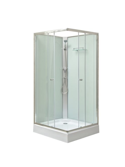Polo White II 80x80 cm szögletes fehér hátfalas zuhanykabin   zuhanytálcával