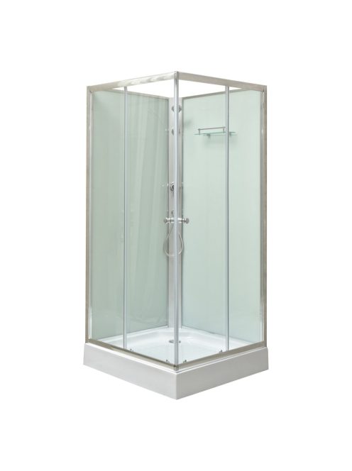 Polo White II 80x80 cm szögletes fehér hátfalas zuhanykabin   zuhanytálcával
