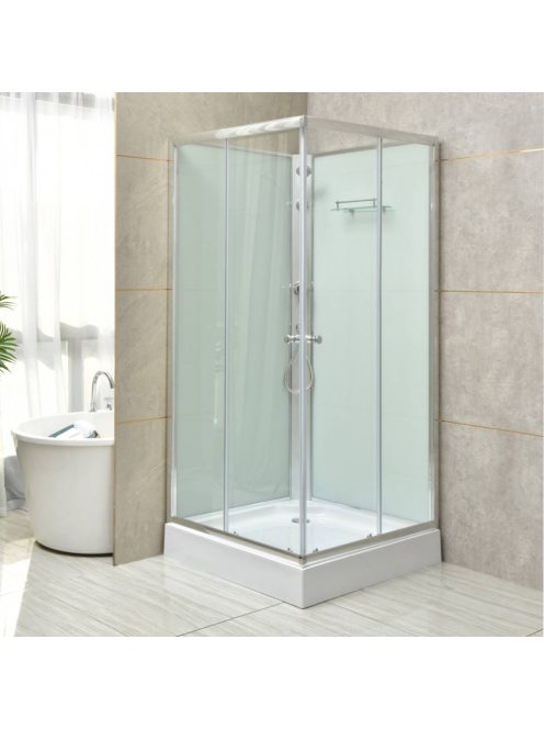 Polo White II 80x80 cm szögletes fehér hátfalas zuhanykabin   zuhanytálcával
