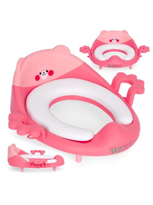 Wc szűkítő ülőke fülekkel puha párnával rózsaszín