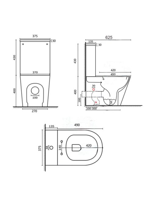 Paulo rimless WC kombi alsó/hátsó kifolyással soft close ülőkével