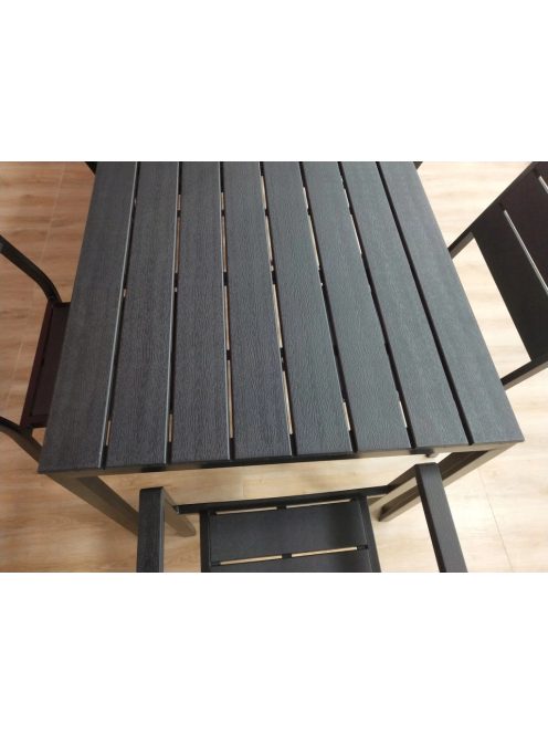 6 személyes kerti asztal 156x78 cm polywood fekete