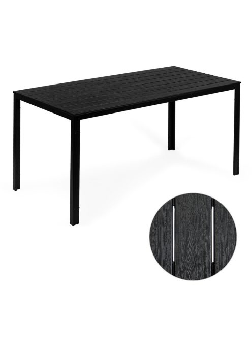 6 személyes kerti asztal 156x78 cm polywood fekete
