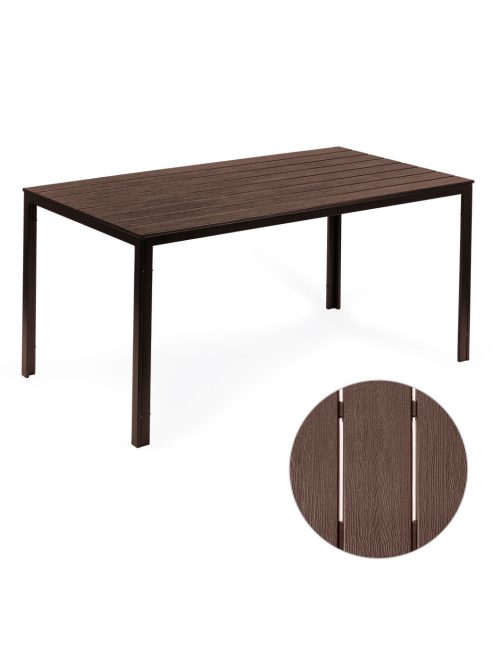6 személyes kerti asztal 156x78 cm polywood barna
