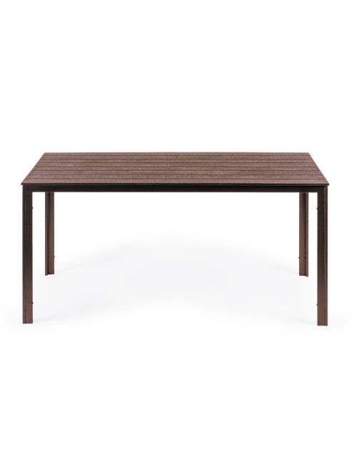 6 személyes kerti asztal 156x78 cm polywood barna