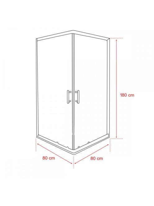 Spirit Clear 80x80 cm szögletes zuhanykabin, zuhanytálca nélkül fekete