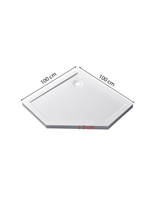 Modena Slim ötszögletű alacsony akril zuhanytálca 100x100 cm