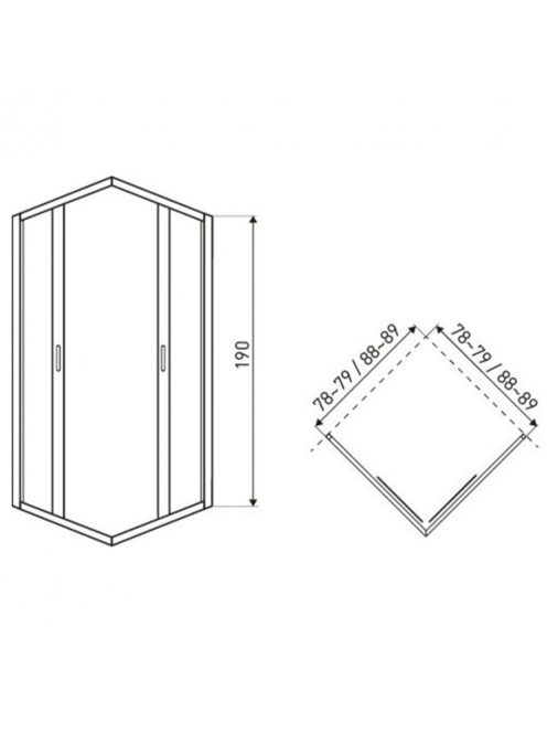 TIARASQUARE 90x90 cm szögletes zuhanykabin zuhanytálca nélkül