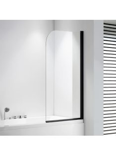   Stuxi Ravenna Black 75x140 kihajtható 1 szárnyú kádparaván 6 mm vastag vízlepergető biztonsági üveggel, fekete elemekkel