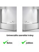 Stuxi Ravenna Black 75x140 kihajtható 1 szárnyú kádparaván 6 mm vastag vízlepergető biztonsági üveggel, fekete elemekkel