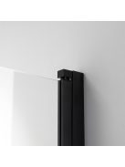 Stuxi Ravenna Black 75x140 kihajtható 1 szárnyú kádparaván 6 mm vastag vízlepergető biztonsági üveggel, fekete elemekkel