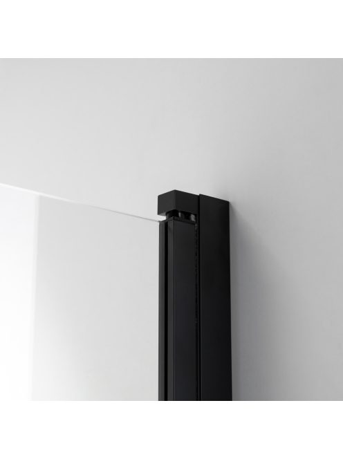 Stuxi Ravenna Black 75x140 kihajtható 1 szárnyú kádparaván 6 mm vastag vízlepergető biztonsági üveggel, fekete elemekkel