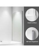 Stuxi Ravenna 75x140 kihajtható 1 szárnyú kádparaván 6 mm vastag vízlepergető biztonsági üveggel, krómozott elemekkel