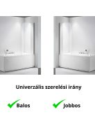 Stuxi Ravenna 75x140 kihajtható 1 szárnyú kádparaván 6 mm vastag vízlepergető biztonsági üveggel, krómozott elemekkel