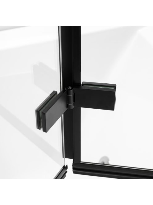 Stuxi Ravenna Black 100x140 összecsukható 2 szárnyú kádparaván 6 mm vastag vízlepergető biztonsági üveggel, fekete elemekkel