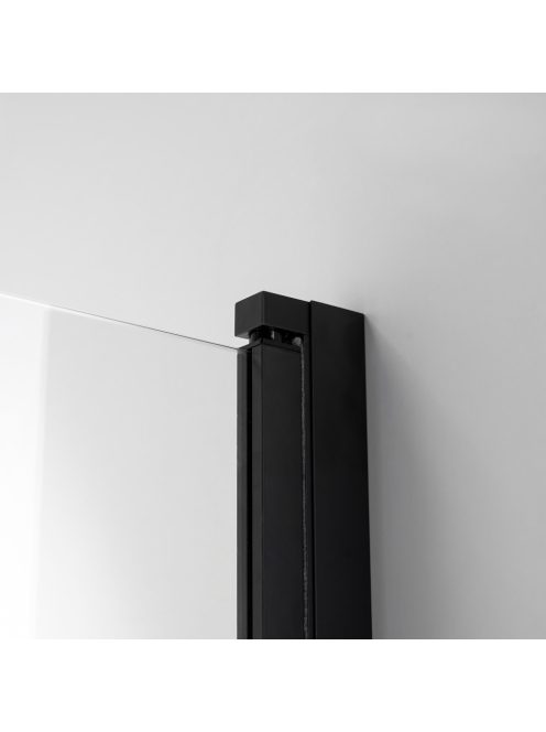 Stuxi Ravenna Black 100x140 összecsukható 2 szárnyú kádparaván 6 mm vastag vízlepergető biztonsági üveggel, fekete elemekkel