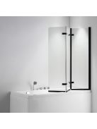 Stuxi Ravenna Black 120x140 összecsukható 3 szárnyú kádparaván 6 mm vastag vízlepergető biztonsági üveggel, fekete elemekkel
