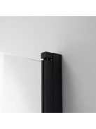 Stuxi Ravenna Black 120x140 összecsukható 3 szárnyú kádparaván 6 mm vastag vízlepergető biztonsági üveggel, fekete elemekkel