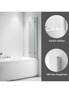 Stuxi Ravenna 120x140 összecsukható 3 szárnyú kádparaván 6 mm vastag vízlepergető biztonsági üveggel, krómozott elemekkel