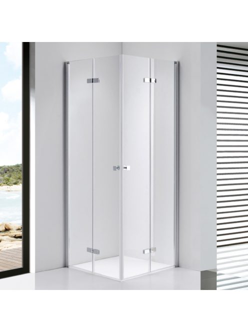 Stuxi Verona Duo 100x100 cm szögletes két csuklóajtós zuhanykabin, 6 mm vízlepergető üveggel, króm