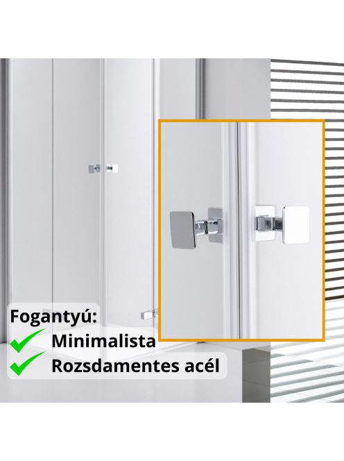 Stuxi Verona Duo 100x100 cm szögletes két csuklóajtós zuhanykabin, 6 mm vízlepergető üveggel, króm