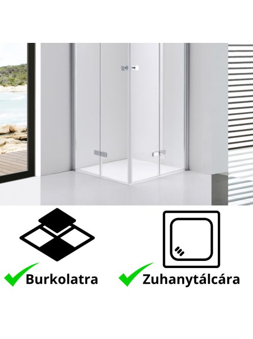 Stuxi Verona Duo 100x100 cm szögletes két csuklóajtós zuhanykabin, 6 mm vízlepergető üveggel, króm