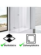 Stuxi Verona Duo 100x110 aszimmetrikus két csuklóajtós zuhanykabin 6 mm vízlepergető üveggel, króm