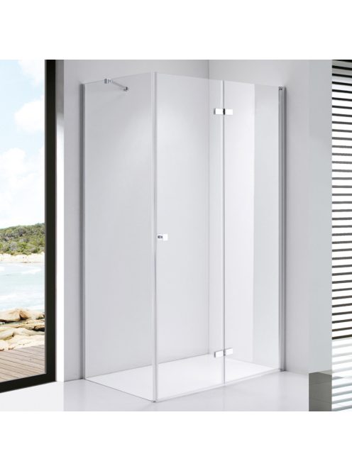 Stuxi Verona 100x70 aszimmetrikus csuklóajtós zuhanykabin 6 mm vízlepergető biztonsági üveggel, króm