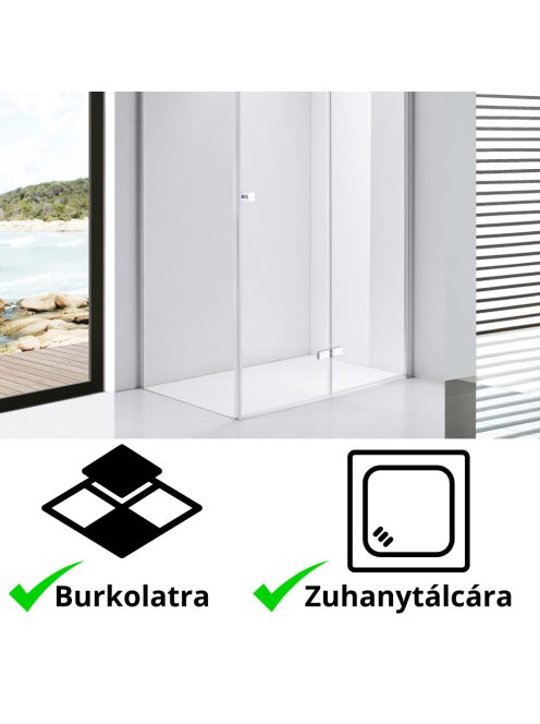 Stuxi Verona 100x70 aszimmetrikus csuklóajtós zuhanykabin 6 mm vízlepergető biztonsági üveggel, króm