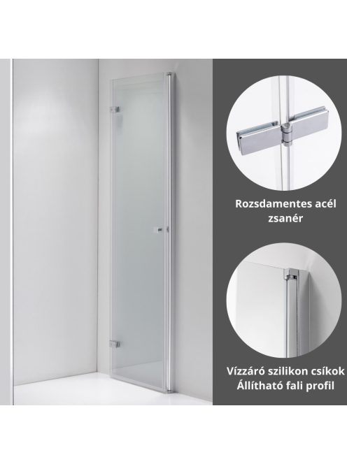 Stuxi Verona 100 cm széles csukló zuhanyajtó, 6 mm vízlepergető üveggel, króm profillal