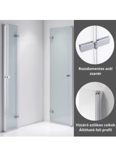   Stuxi Verona Duo 110x70 aszimmetrikus két csuklóajtós zuhanykabin 6 mm vízlepergető üveggel, króm