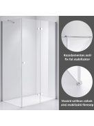 Stuxi Verona 110x100 aszimmetrikus csuklóajtós zuhanykabin 6 mm vízlepergető biztonsági üveggel, króm