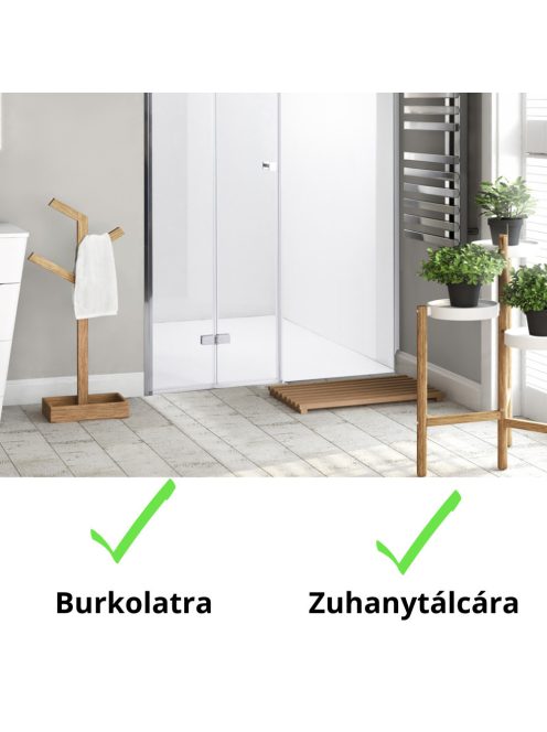 Stuxi Verona Fix 220 cm (110+110) széles csukló zuhanyajtó fix fallal, 6 mm vízlepergető üveggel, króm profillal, 195 cm magas