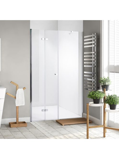 Stuxi Verona Fix 230 cm (110+120) széles csukló zuhanyajtó fix fallal, 6 mm vízlepergető üveggel, króm profillal, 195 cm magas