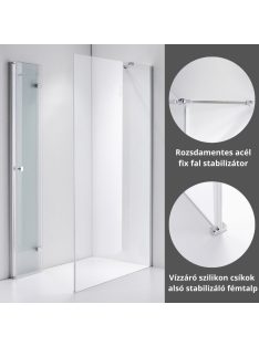   Stuxi Verona 110x120 aszimmetrikus csuklóajtós zuhanykabin 6 mm vízlepergető biztonsági üveggel, króm
