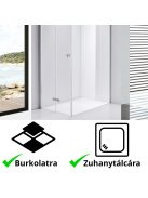 Stuxi Verona 110x120 aszimmetrikus csuklóajtós zuhanykabin 6 mm vízlepergető biztonsági üveggel, króm